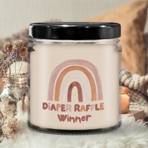 Diaper raffle prize gift basket stuffer winners prize candle Rainbow Baby Shower games prizes coed gift diaper raffle gift basket stuffers