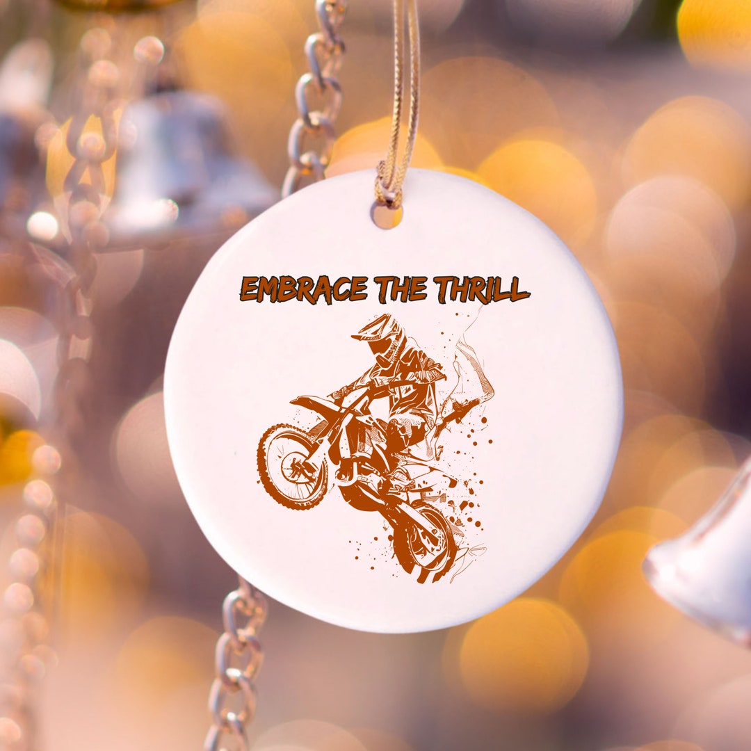 Dirt Bike Ornament 3 Round Ceramic, Gifts for Dirt Bike Riders