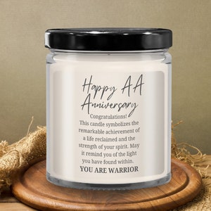 AA anniversary gifts for women candles gift her addiction recovery sober sobriety alcoholics anonymous warrior fighter from sponsor husband image 7