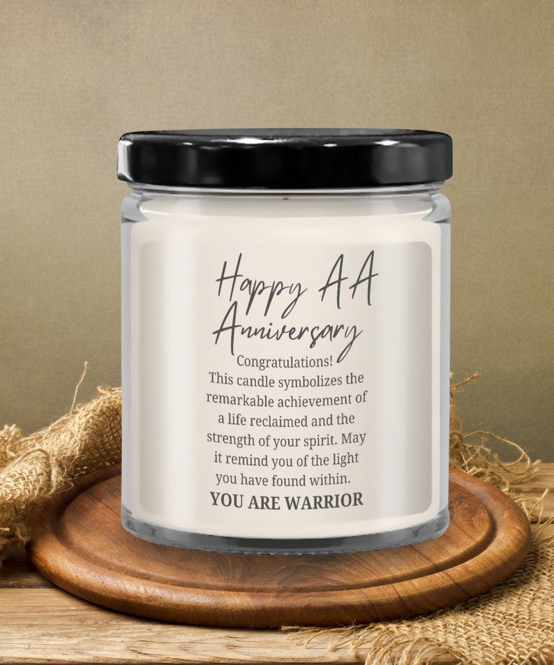 AA anniversary gifts for women candles gift her addiction recovery sober sobriety alcoholics anonymous warrior fighter from sponsor husband image 7