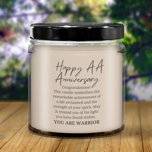 AA anniversary gifts for women candles gift her addiction recovery sober sobriety alcoholics anonymous warrior fighter from sponsor husband image 9