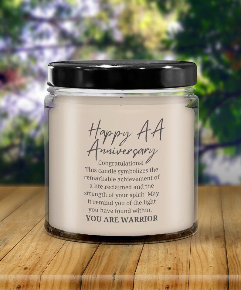 AA anniversary gifts for women candles gift her addiction recovery sober sobriety alcoholics anonymous warrior fighter from sponsor husband image 9
