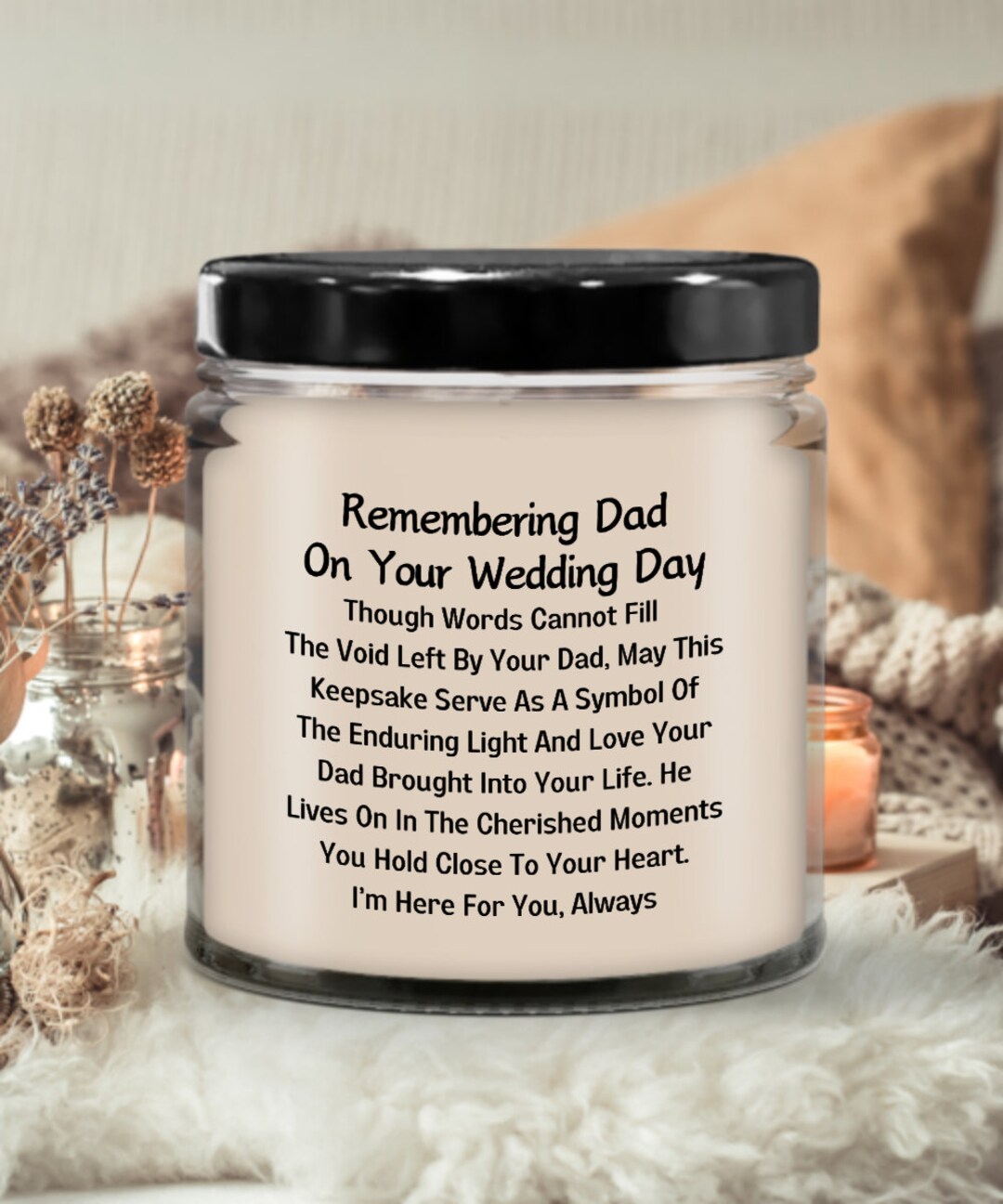 Remembering Dad Who Passed Bride Gifts, Memorial Candle, Daughter Who ...