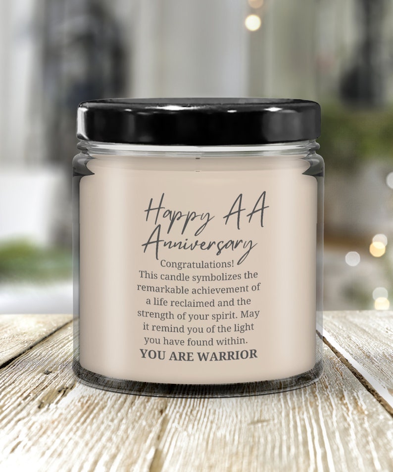 AA anniversary gifts for women candles gift her addiction recovery sober sobriety alcoholics anonymous warrior fighter from sponsor husband image 10