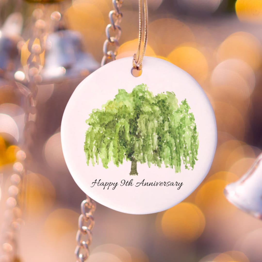 9th Anniversary Willow Tree Ornament Gift Willow Wood 9 Year