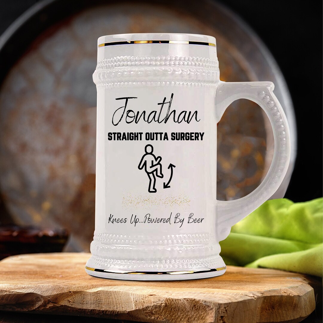 New Knee Funny Gifts Beer Mug Funny Knee Surgery Gag Gifts for Men Who