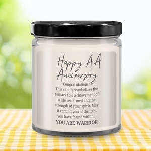 AA anniversary gifts for women candles gift her addiction recovery sober sobriety alcoholics anonymous warrior fighter from sponsor husband image 8