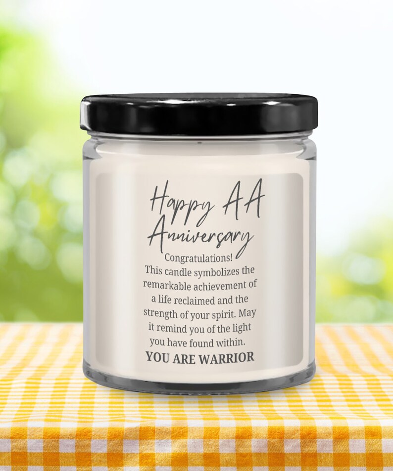 AA anniversary gifts for women candles gift her addiction recovery sober sobriety alcoholics anonymous warrior fighter from sponsor husband image 8