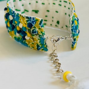 Handmade Embroidered adjustable Fabric Bracelet, Ready to ship, unique and beautiful Jewelry designed gift for her.