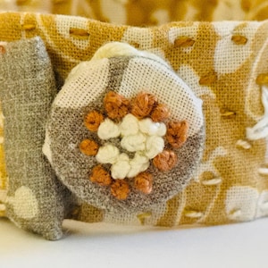 Handmade Embroidered Fabric Bracelet, Ready to ship, unique and beautiful Jewelry, designed gift for her.