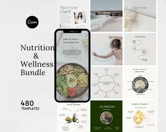 Nutrition Coach Instagram Templates, Health Coach Instagram Feed, Holistic Nutrition Social Media Bundle, Gut health, Wellness Coach