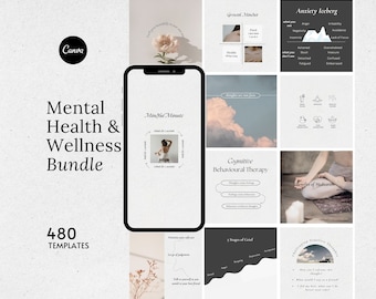 Mindfulness Instagram Template, Mental Health Social Media, Anxiety Instagram, Therapist Template, Psychotherapist Template,  Psychologist