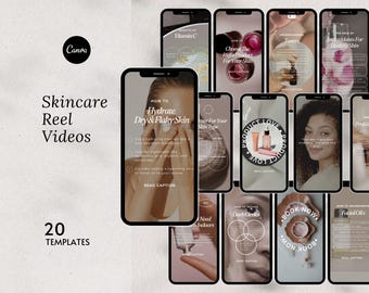 Skincare Instagram Reel Templates, Esthetician Social Media (Canva)