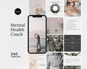 Mental Health Instagram Template, Therapist Template IG, Psychologist Social Media, Holistic Wellness Coach, Therapy Social Media Canva
