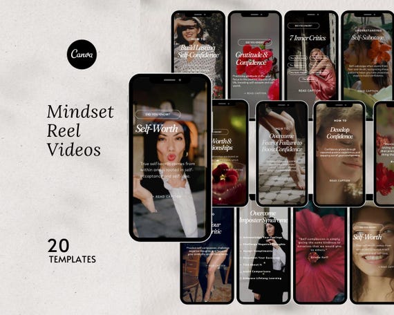 Mindset Instagram Reels, Motivational Reels, Life Coach Template, Mental Health Social Media, Self Love Template,  Therapist Template IG