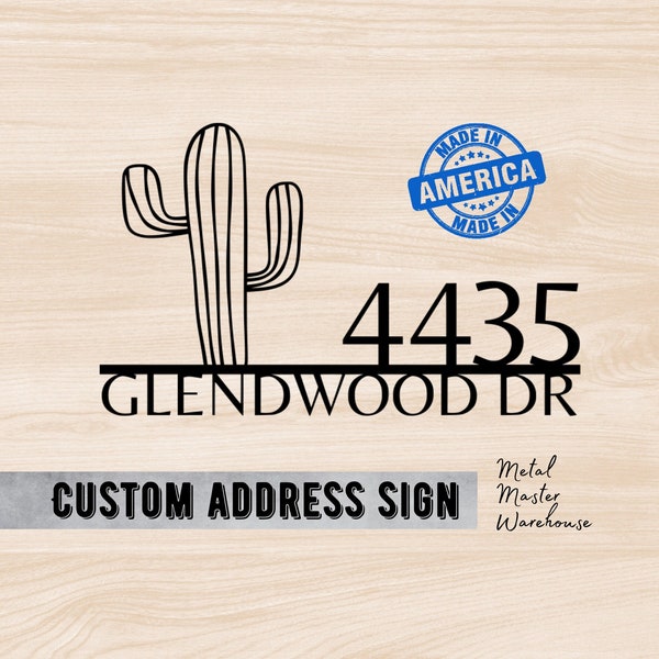 Custom Cactus Address Sign • Custom Address Metal Sign • Outdoor Metal Address Sign • Custom Outdoor Cactus Address Sign