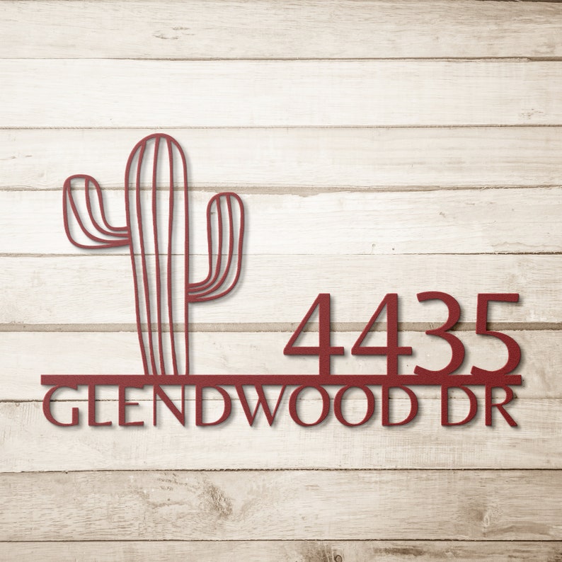 Custom Cactus Address Sign Custom Address Metal Sign Outdoor Metal ...