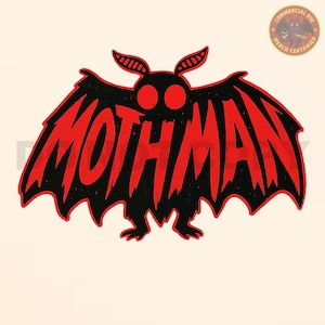 Retro Mothman Logo SVG PNG | Vintage Cryptid Clipart for Cricut & Silhouette | Point Pleasant Paranormal Shirt Sublimation Design