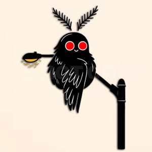 Retro Mothman Logo SVG PNG | Vintage Cryptid Clipart for Cricut & Silhouette | Point Pleasant Paranormal Shirt Sublimation Design