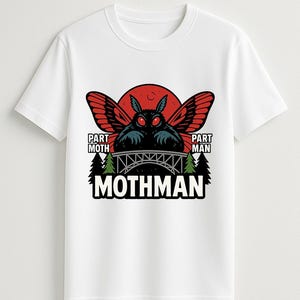 Mothman PNG Design for T-Shirts – Bold Cryptid Horror Clipart, Punk Rock Style Halloween Graphic, Digital Download for DIY Merch