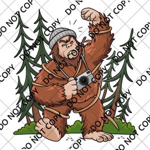 Funny Bigfoot Photographer PNG – Cryptid Hiking Shirt Design, Sasquatch Hipster Clipart, Outdoorsy Sublimation Digital Download
