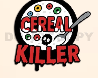 Cereal Killer PNG & SVG | Funny True Crime Breakfast Clipart for T-Shirts, Mugs, Stickers, Kitchen Decor | Dark Humor Digital Download Art