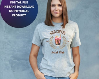 Caffè ghiacciato Social Club Png, Caffè alla moda png, Caffè Png, Mamma png, Amante del caffè Png, Club per ragazze, Cocktail, Camicia alla moda Design svg jpg png