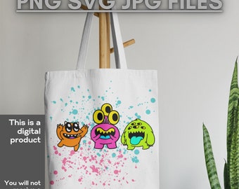 Mega paquete de monstruos lindos PNG, SVG y JPG