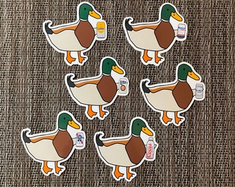 Mallard Duck with Beer Sticker