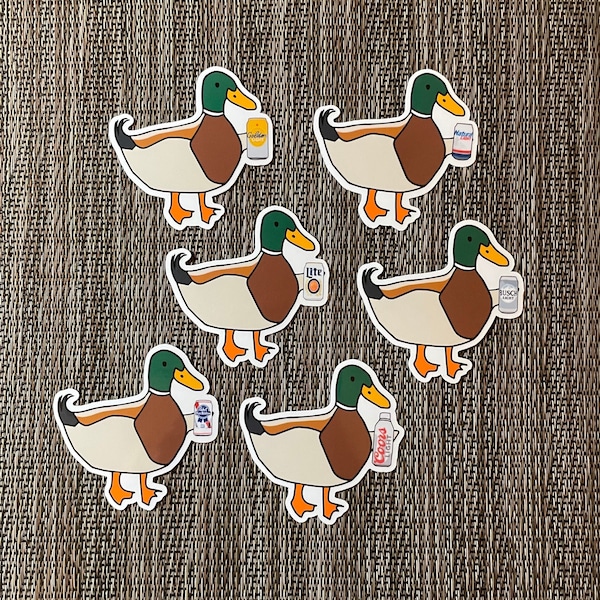 Mallard Duck with Beer Sticker