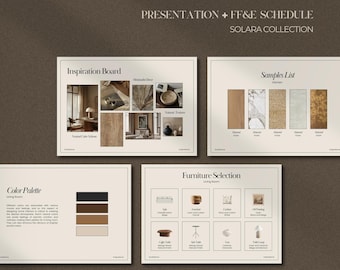 Interior Design Presentation Template and FF&E Schedule Bundle | Interior Design Template Bundle | Finishes Schedule | Moodboard Template