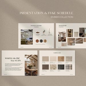 Interior Design Presentation Template and FF&E Schedule Bundle | Interior Design Template Bundle | Finishes Schedule | Moodboard Template