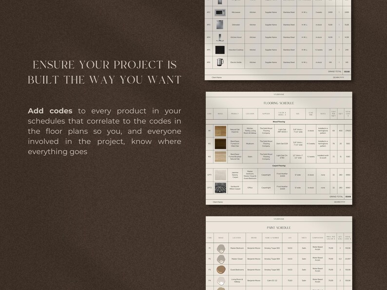 Interior Design Presentation Template and FF&E Schedule Bundle ...