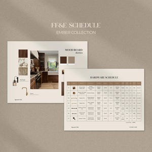 Interior Design FF&E Template | FFE Schedule | Interior Design Mood Board Template | Indesign | Canva