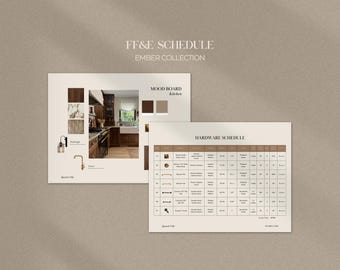 Interior Design FF&E Template | FFE Schedule | Interior Design Mood Board Template | Indesign | Canva