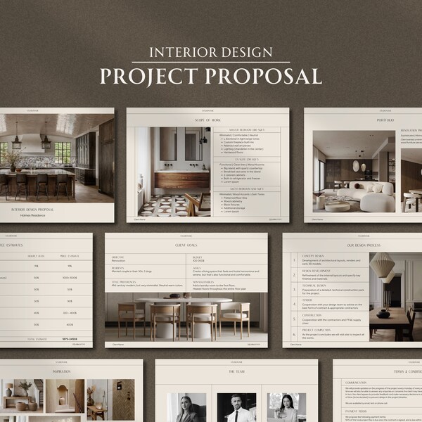 Modello di proposta di interior design / Presentazione di interior design / Modello di proposta di progetto per interior designer