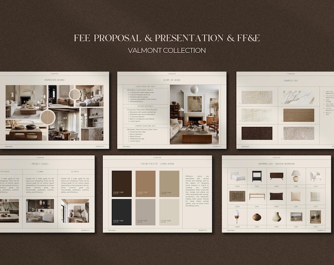 Interior Design Presentation Template and FF&E Schedule Bundle ...