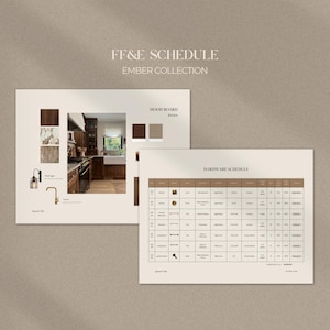 Interior Design FF&E Template | FFE Schedule | Interior Design Mood Board Template | Indesign | Canva