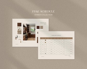 Interior Design FF&E Template | FFE Schedule | Interior Design Mood Board Template | Indesign | Canva