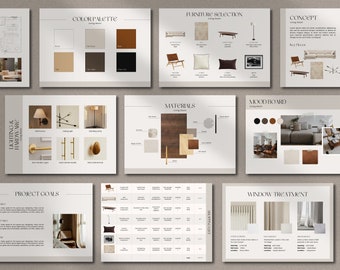 Interior Design Präsentation | Interior Design Projektvorlage | Kundendarstellung | Canva Vorlage | Interior Design Moodboard