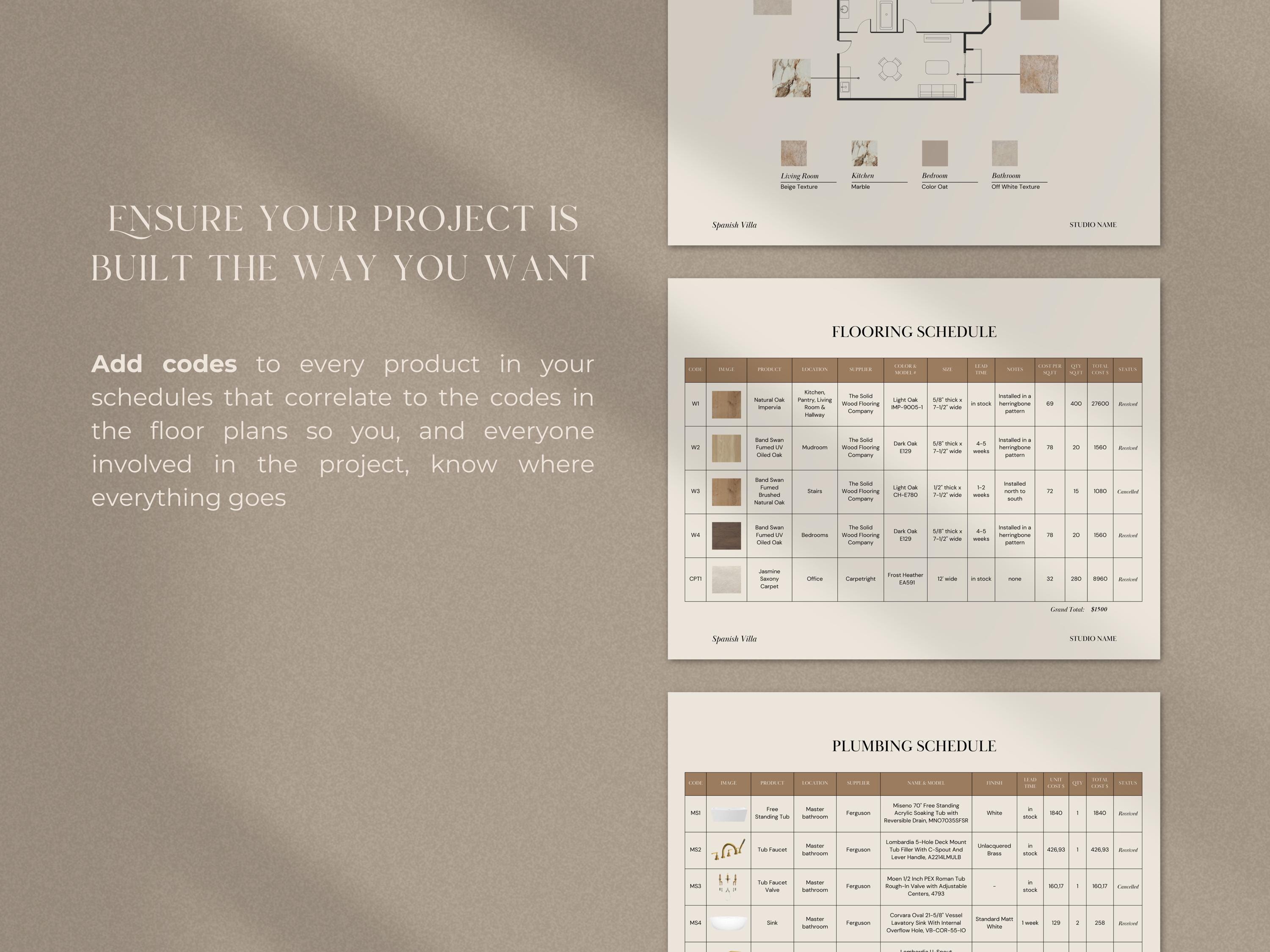 Interior Design FF&E Template | FFE Schedule | Interior Design Mood ...