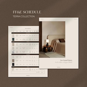 FF&E Schedule Template | Furniture Fixtures and Finishes Schedule | Interior Design Spec Sheet | Interior Designer FF and E Schedule