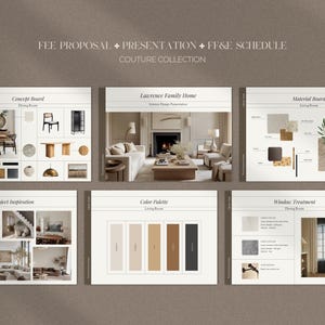 Paquete de diseño de interiores / Plantilla de presentación de diseño de interiores / Propuesta de diseño de interiores / Cronograma de FF&E / Plantillas de diseño de interiores