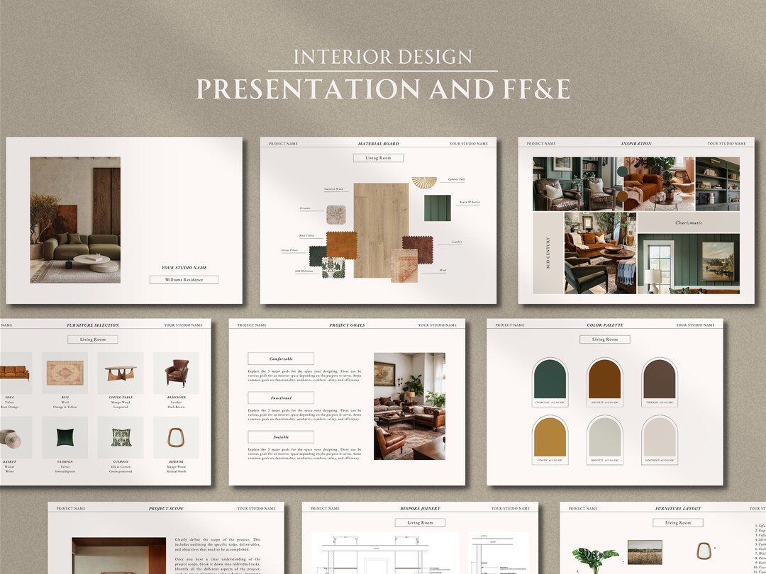 Interior Design Client Presentation and FF&E Schedule Bundle | Interior ...