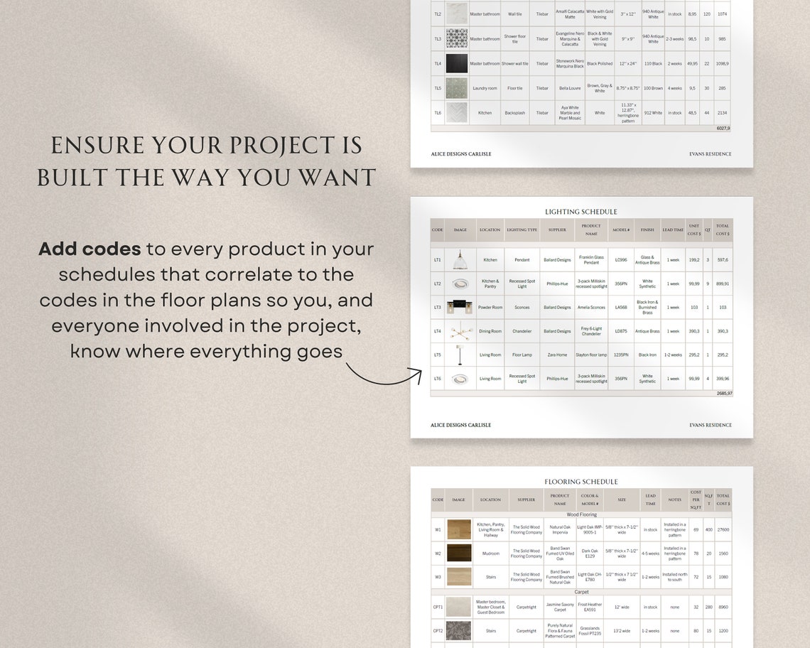 Furniture, Fixture and Finishes Schedule Interior Design Excel Lighting