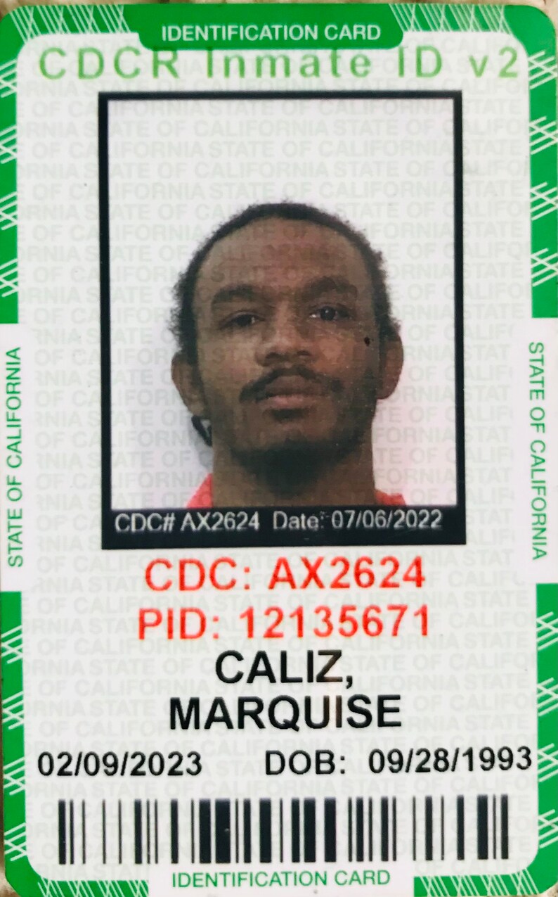 Authentic CDCR Inmate ID Card Etsy