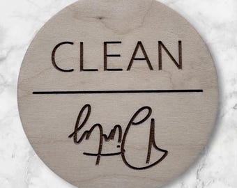 Clean or Dirty Dishwasher Magnet – Reversible Wood Laser Engraved Kitchen Sign – Dishwasher Clean or Dirty Sign – Magnetic – New Home Gift