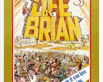 Póster digital de la película de culto de comedia negra "La vida de Brian" de Monty Python. Descargar.
