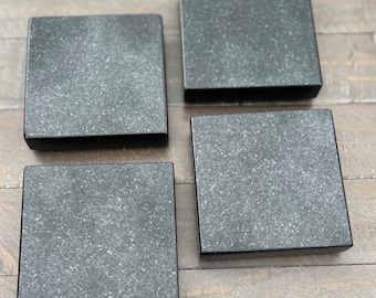 Absolute Black Square Coasters