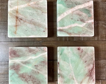 Jade Crystal Quartzite Square Coasters